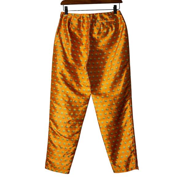 Kenzo Pants Size 40 US 10 Orange Floral High Rise Straight Leg Avant Garde - Picture 7 of 7